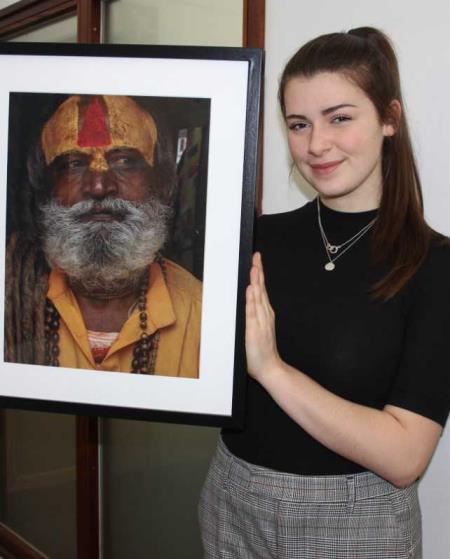 Elena in Year 13 raising nearly £500 for charity with photos from Nepal